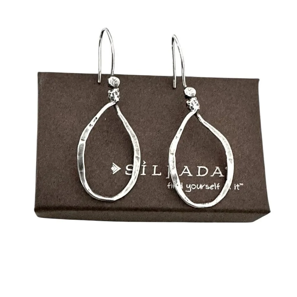Silpada W1551 Retired Sterling Silver Lasso Hammered Hook Drop/Dangle Earrings